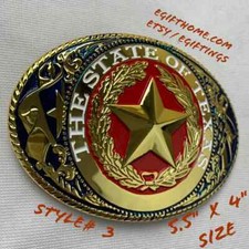 WESTERN LONESTAR TEXAS BELT BUCKLE METAL FASHION ART BRAND NEW 5" x 4"  6" X 4"