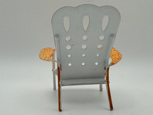 Miniature Dollhouse Fairy Garden Orange Metal Lawn Adirondack Chair Rustic New - Picture 4 of 8