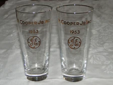 Set of 2 1950s Vintage Libbey Beer Glasses - General Electric R. Cooper Jr. Inc.