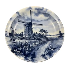Vintage Ter Steege BV - Delft Blauw Holland Windmill White & Blue Plate 5.75"