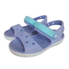 Crocs Bayaband Crocband Sandals Kids 6 Purple Adjustable Hook Loop Close Girls