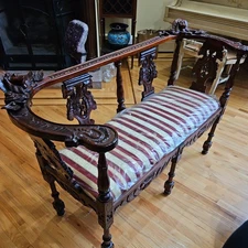 Antique Mahogany Settee Bench 
