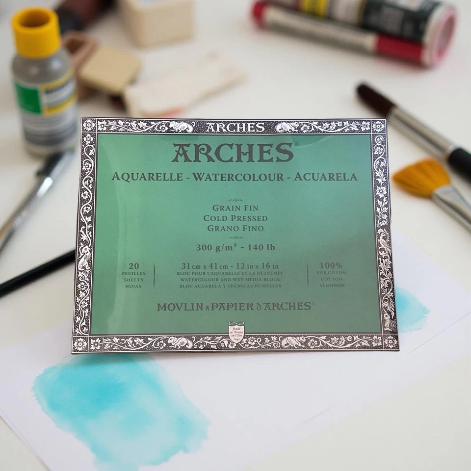 Arches 12x16" Watercolor Block  100% Cotton 140lbs 20 Amazing Sheets In Plastic! - Image 2 of 4