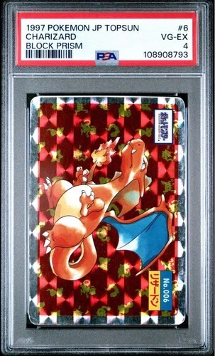 PSA 4 1997 Charizard Block Prism Pokemon Card Top Sun Japanese Vintage Holo