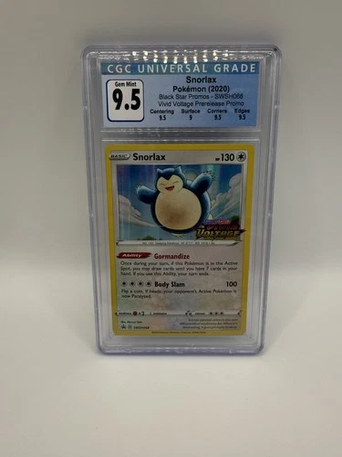 Pokemon Snorlax TCG CGC 9.5 Mint Vivid Voltage Prerelease Promo SWSH068