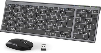 iClever Kabellose Tastatur und Maus - Tragbare Kabellose Tastatur und Maus 2.4G Bat