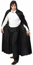 Long Hooded Cape Black Vampire Fancy Dress Up Halloween Adult Costume Accessory