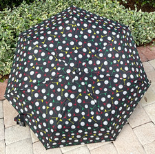 TOTES UMBRELLA BLACK RED YELLOW GOLF AUTO OPEN 43 INCH COVERAGE NWT