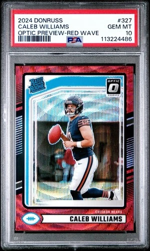 2024 Panini Donruss Caleb Williams Optic Rated Rookie Red Wave 327 PSA 10