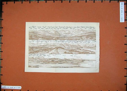 Original Old Antique Print Colour Map Mountains 1911 Bregenzer Karl Baedeker