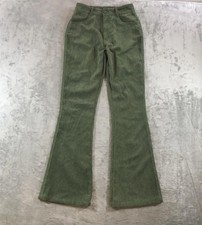 Nasty Gal Pants Womens 0 Petite Green Corduroy High Waisted Flare Leg Casual