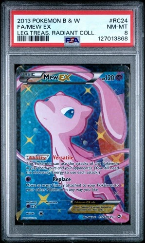 2013 POKEMON B&W LEGEND TREASURES RADIANT COLL #RC24 FULL ART/MEW EX PSA 8