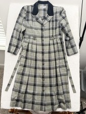 Vintage 90s Jessica Howard Plaid Button Up Coat Dress Size L Academia Equestrian