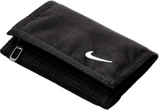 NIKE Basic Wallet Black Tri-Fold Storage Slots Credit Card Embroidered Swoosh