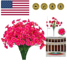 15 Bundles Artificial Flowers UV Resistant Outdoor Plants No Fade Faux Plasti...