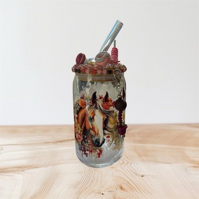 Glass Tumbler homemade 16oz with 3D lid