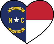 State of North Carolina Flag Heart Sticker Decal USA North Carolina State