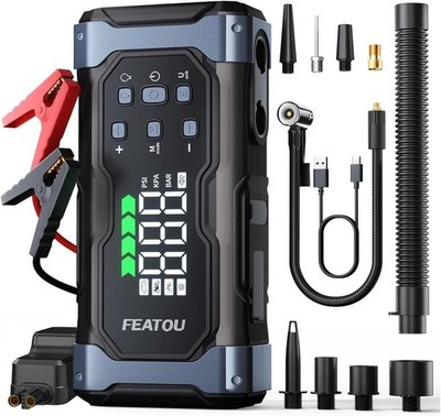 High-Power 9000A Jump Starter Air Compressor 12V Battery Jumper Box