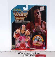 Bret Hitman Hart PURPLE Hart Attack WWF Wrestling Hasbro 1992 Vintage MOSC