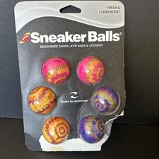 Set of 6 Sneaker Ball Shoes Deodorizers Twist Activate Fresh Clean Scent Tie-Dye