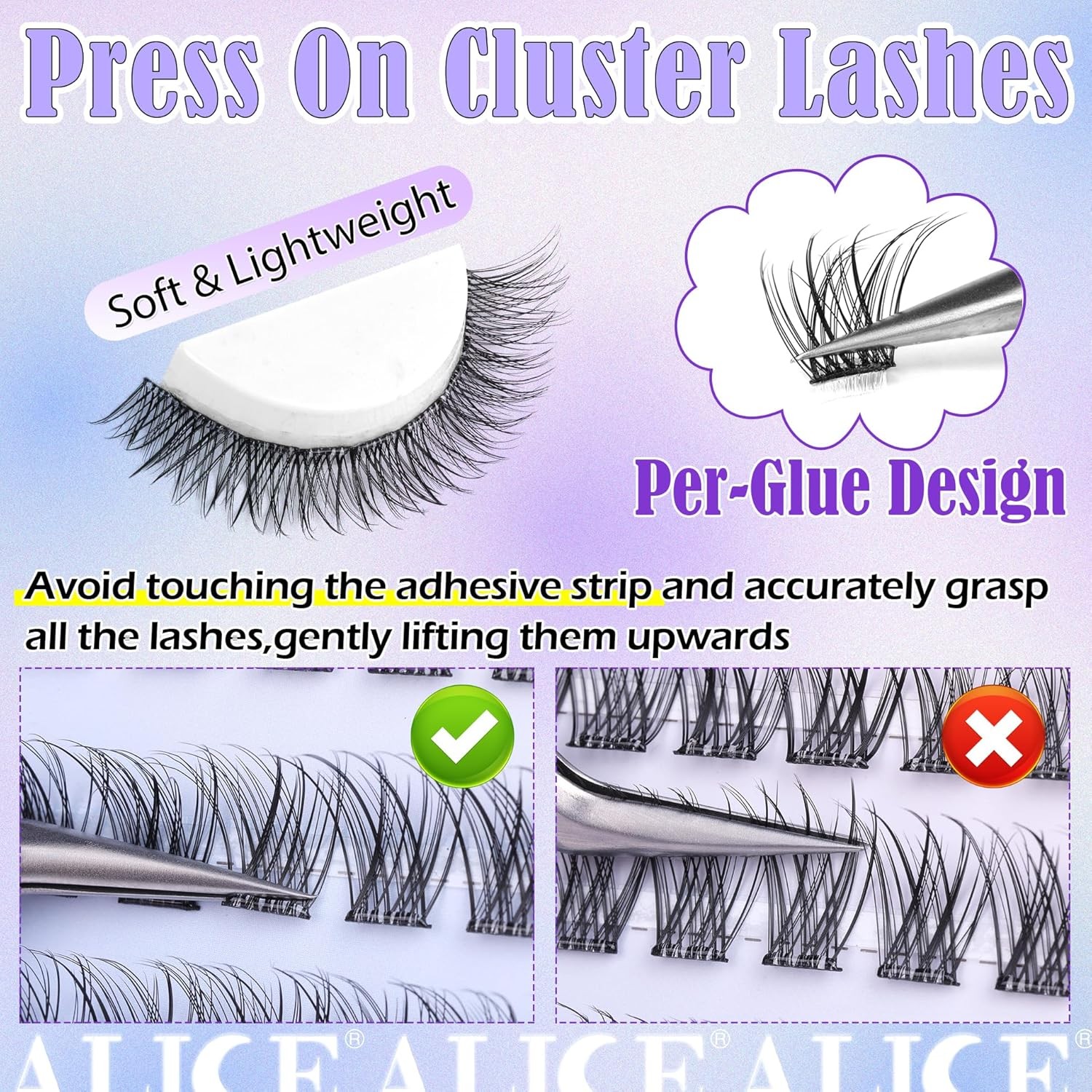 Self Adhesive Eyelashes Reusable Natural Self Adhesive Lash Clusters Wispy Press