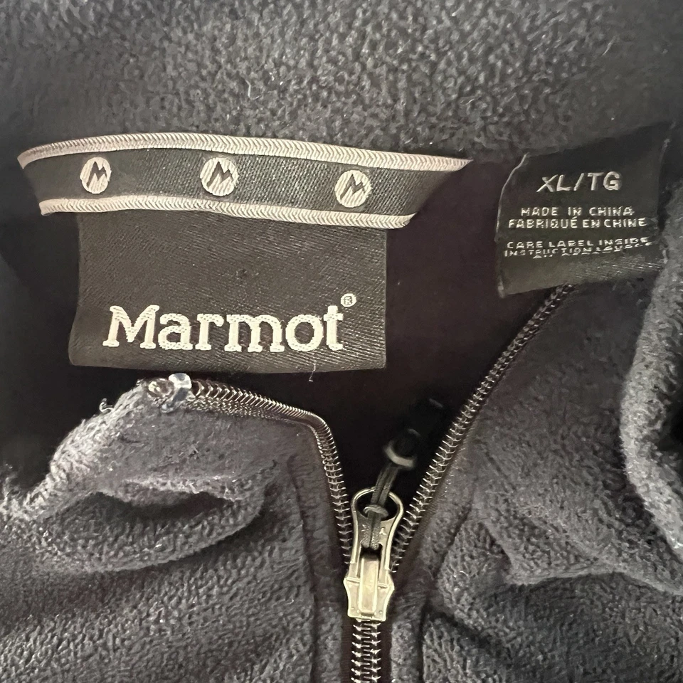 Chaqueta Marmot XL Abrigo Exterior Hombre Negro Polar Cremallera Completa Foto 3 de 4