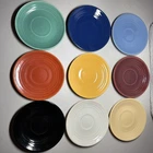 Vintage Bauer Ringware Coffee Saucers Set of 9 Different Colors