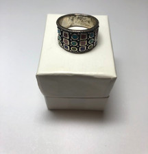 Vintage 925 Sterling Silber Regenbogen mehrfarbiger Stein Bandring Gr. 7 6,3gr