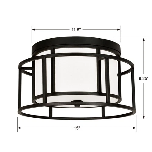Crystorama Lighting Group 9590 Hulton 2 Light 15"W Flush Mount - Black - Picture 10 of 12
