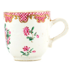 Chinese Qianlong Cup Gilt Porcelain Famille Rose Peony Qing Period 18th Century