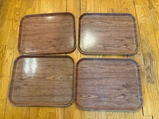 4 Vintage Cambro 80 and 90s Camtray Wood Grain Cafeteria Lunch Tray 14 by 18 NSF