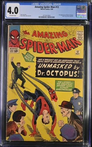 Amazing Spider-Man #12 CGC 4.0 Off-White Pages Dr Octopus 1964 Silver Age Key