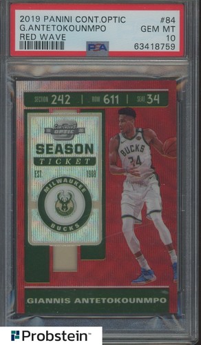 2019 Contenders Optic Red Wave #84 Giannis Antetokounmpo Bucks PSA 10 GEM MINT