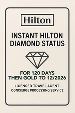❤️Hilton Instant Diamond Upgrade for 120 Day + Gold to 12/2026 Concierge Service