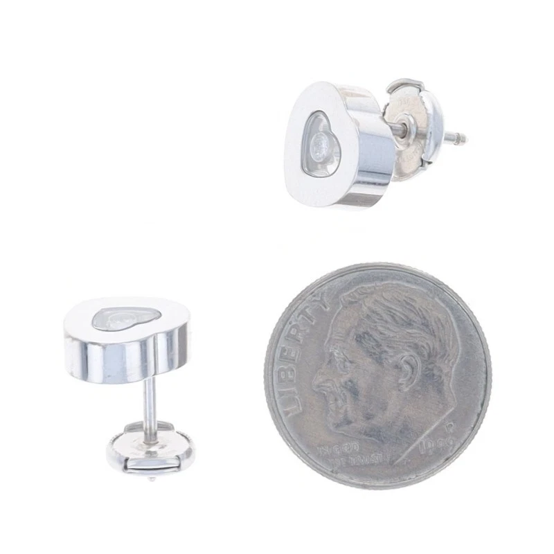 Chopard Happy Diamonds Icons Heart Stud Earrings WhiteGold 18k Rd.10ctw Floating - Image 4 of 4