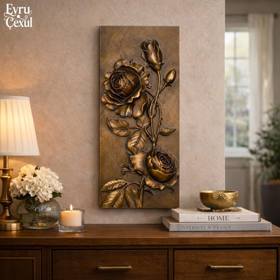 Antique Bronze Floral Wall Sculpture - Elegant Tulip & Rose Décor