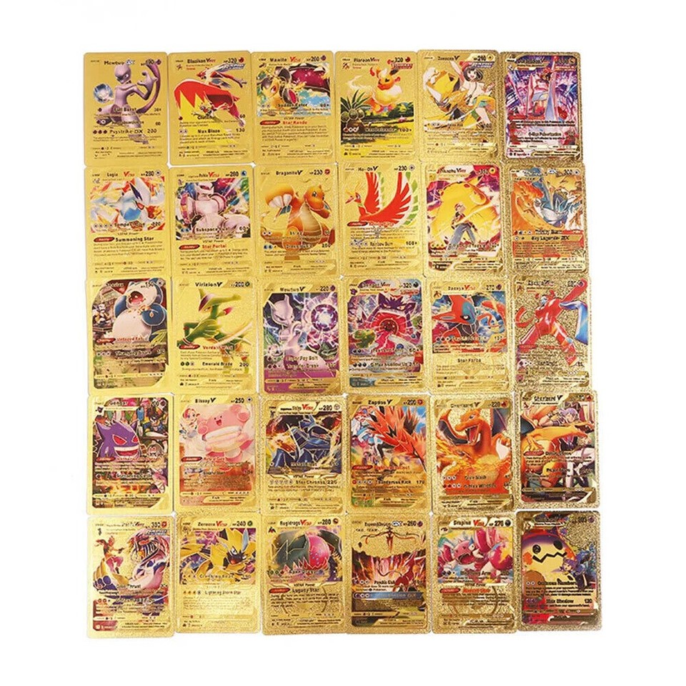 55PCS Pokemon Card Foil GOLD PACK 55 CARDS TCG GX Vmax GX Card
