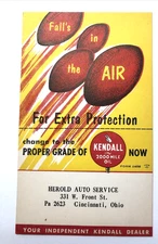 VTG Kendall Motor Oil Postcard Advertisement Kendall Dealer 3.25x5.5"