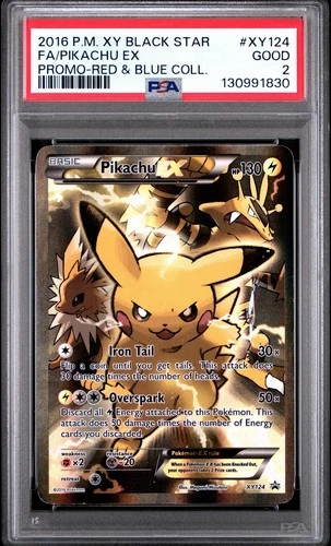 Pikachu EX - Ultra Rare - XY Black Star Promo - POKEMON - #XY125 - 2016 - PSA 2