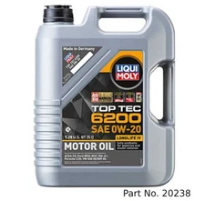Liqui Moly Motor Oil Synthetic Gasoline and Diesel Top Tec 6200 SAE 0W-20 5Lt/5.