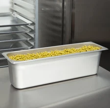 1/2 Size Long Anti-Jam Stainless Steel Steam Prep Table Food Pan 6" Deep Half 