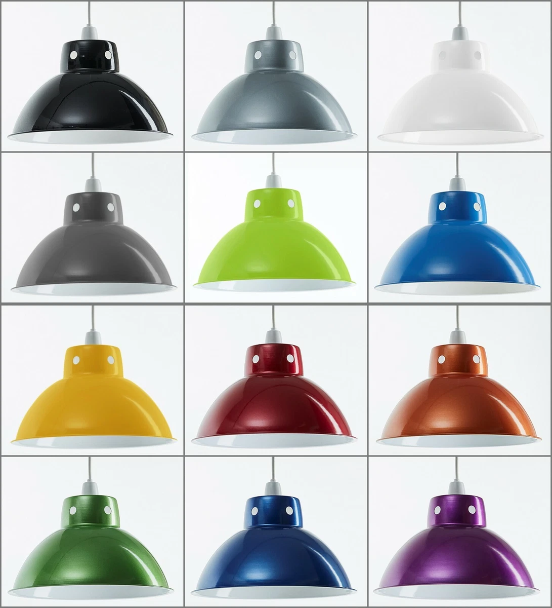 Modern Retro Domed Metal Ceiling Pendant Light Shade Lampshade Easy Fit Vintage
