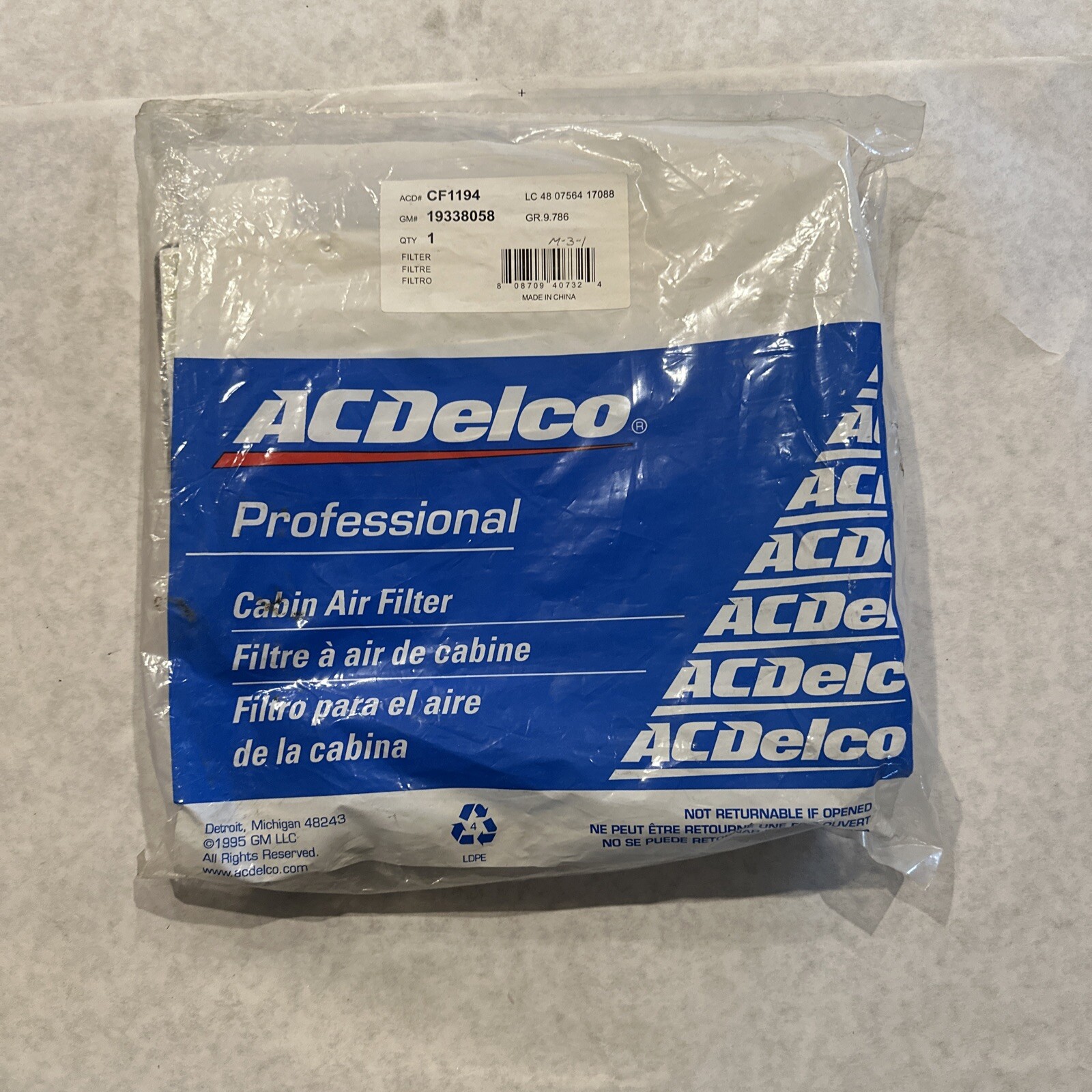 ACDelco+CF1194+Professional+Cabin+Air+Filter for sale online eBay