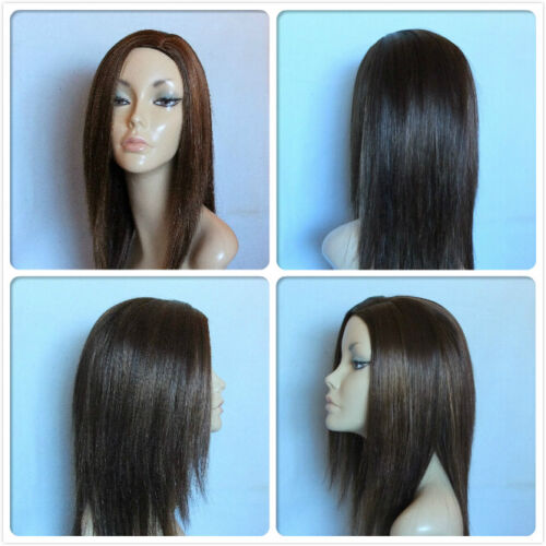 high heat resistant dark brown & medium auburn lady womens daily full wig UK - Picture 1 of 12