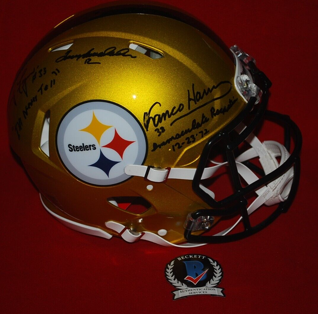 TERRY BRADSHAW Autographed Signed Pittsburgh Steelers BRADSHAW HARRIS FUQUA Steelers FLASH AUTHENTIC FULL SIZE BAS WW01775 