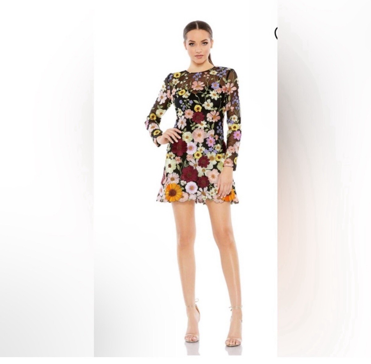 embroidered long sleeve mini dress Caletta Floral Embroidered Lace Mini Dress Ivory / 6