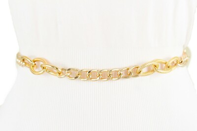 Women Dressy Look Fashion Belt Hip High Waist Gold Metal  display picture 3