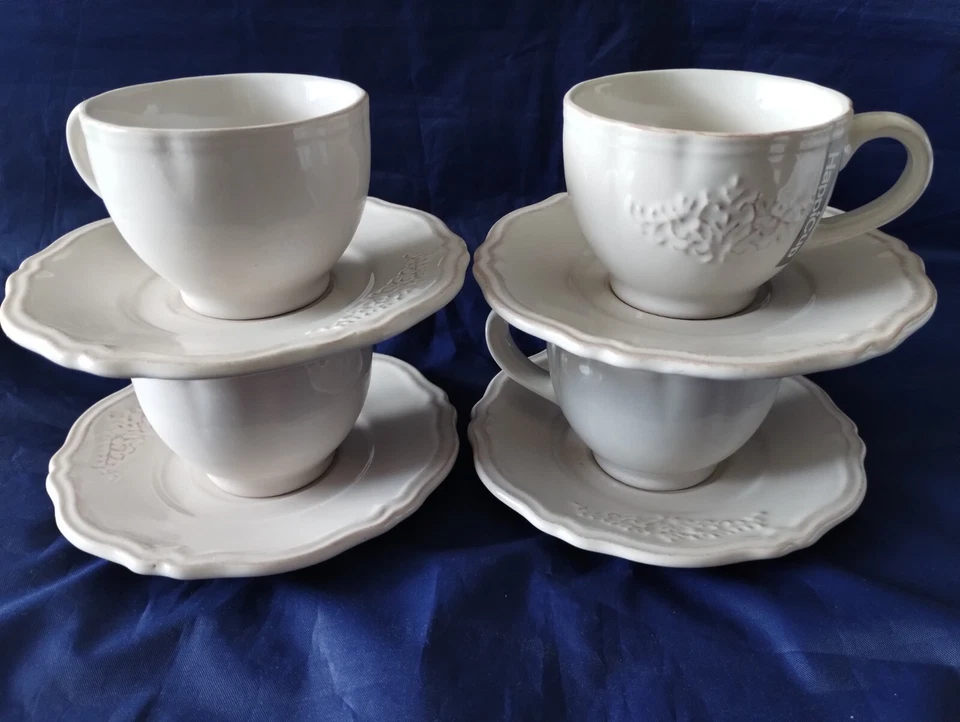 Conjunto de pires de xícara de café 4 xícaras 4 pires 4 colheres de chá cappucino 7 oz bege - Imagem 4 de 4