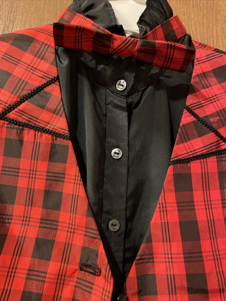 1880’s Style Black Blouse And Red/Black Vest With Bow Tie Costume Sm Long Sleeve - Image 4 of 4