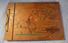 Vintage Yellowstone Park Wood Snaps Photo Album Bucking Horse 10"x7" Empty